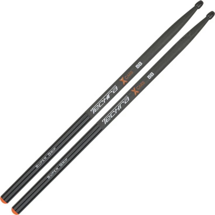 Techra XCarb 5B Supergrip, Drumsticks aus Carbon mit Anti-Rutsch Griff, schwarz