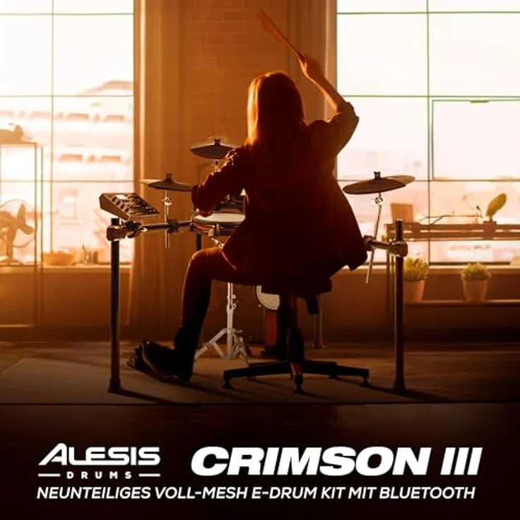 Alesis Crimson III Mesh E-Drum Kit, vielseitiges E-Drum Set mit 40 Drumkits, 12" Zwei-Zonen Snare und 14" 3-Zonen Ride Becken, schwarz – Bild 8