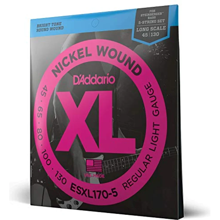 D'Addario ESXL170-5 Nickel Wound 5-String Bass Guitar Strings, Light 45-130, Double Ball End, Long Scale, USA gefertigt – Bild 1