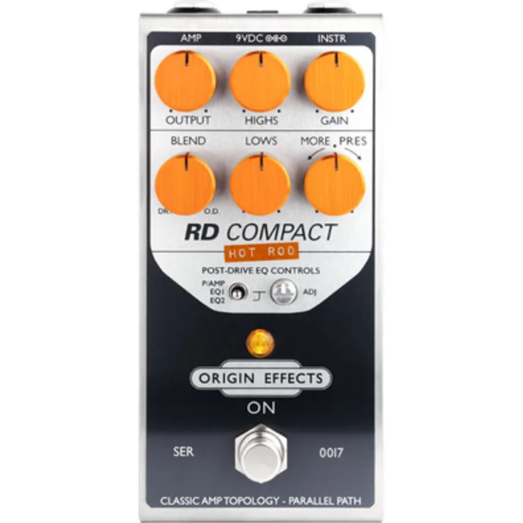 Origin Effects RevivalDrive Compact Hot Rod, Overdrive-Pedal für E-Gitarre mit Vintage-Röhrenverstärker-Sound, kompakte Bauweise, Post-Drive EQ, interaktiver Blend-Regler