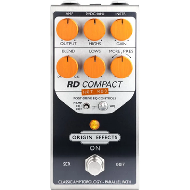 Origin Effects RevivalDrive Compact Hot Rod, Overdrive-Pedal für E-Gitarre mit Vintage-Röhrenverstärker-Sound, kompakte Bauweise, Post-Drive EQ, interaktiver Blend-Regler