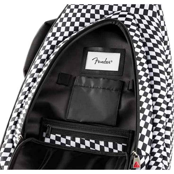 Fender FE620 Gig Bag Checker, Gitarrentasche für E-Gitarre aus 600 Denier Polyester mit 20mm Polsterung und ergonomischen Rucksackgurten – Bild 2
