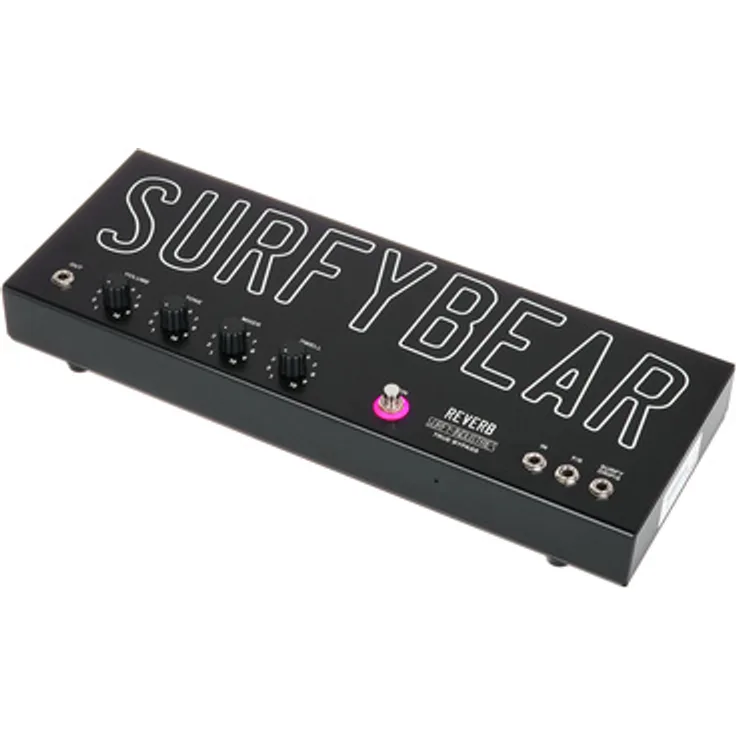 Surfy Industries Surfybear Metal Reverb 2.1 BK, Effektpedal für E-Gitarre mit Accutronics Federhall, schwarzes Aluminiumgehäuse, verbesserte Stromversorgung