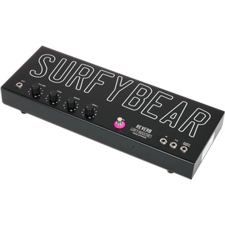 Surfy Industries Surfybear Metal Reverb 2.1 BK, Effektpedal für E-Gitarre mit Accutronics Federhall, schwarzes Aluminiumgehäuse, verbesserte Stromversorgung