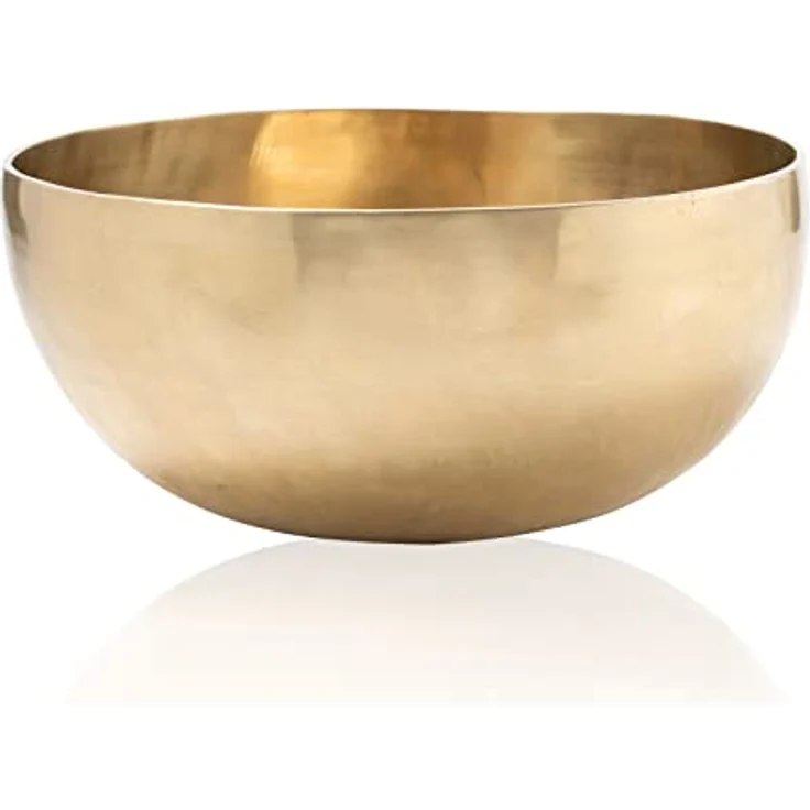 Klangschalen-Center Traditionelle Klangschale, 20 cm Durchmesser, Gold, inkl. schwarzem Kissen und Holz-/Filzklöppel, für Meditation und Yoga, Handarbeit aus Nepal – Bild 2