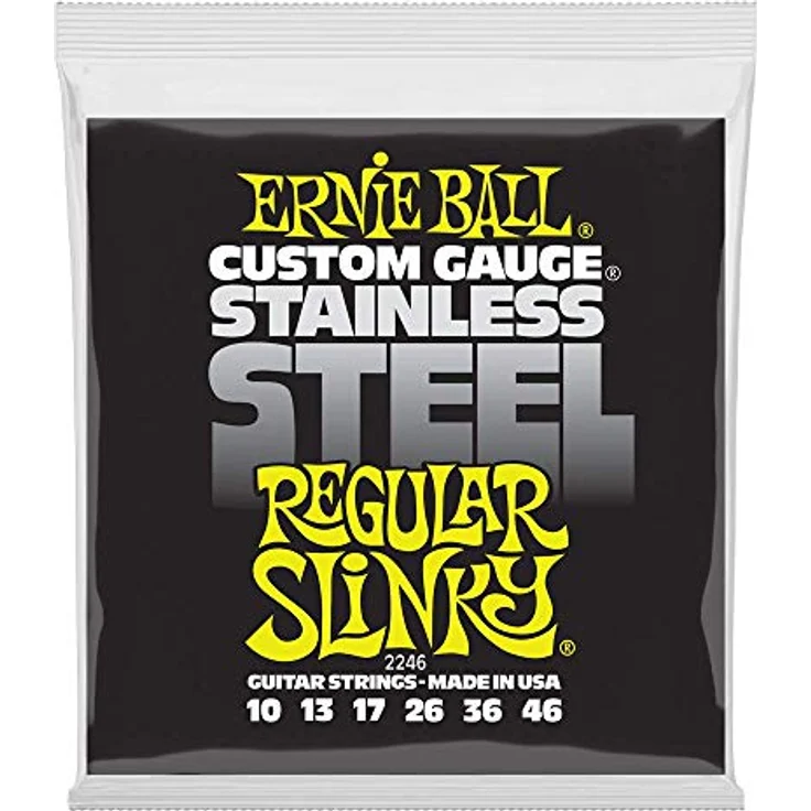 Ernie Ball 2246 Stainless Regular, E-Gitarren Saiten Set aus Edelstahl, 010-046, knackiger Klang – Bild 1
