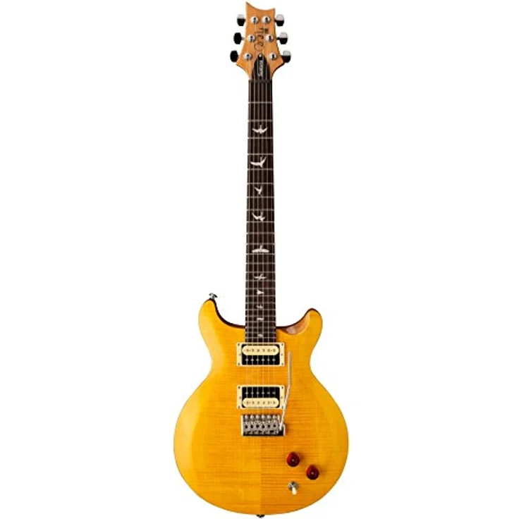 PRS PRS SE Santana SY, Signature E-Gitarre mit Mahagoni Korpus, geflammter Ahorn Decke, Wide Fat Hals, 2x PRS Santana "S" Humbucker, Finish: Santana Yellow, inkl. Gig Bag – Bild 1
