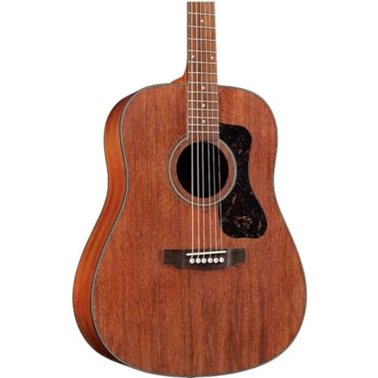 Guild D-320 Nat, Westerngitarre Dreadnought mit massivem Mahagoni, Palisandergriffbrett und Satin Finish in Natur