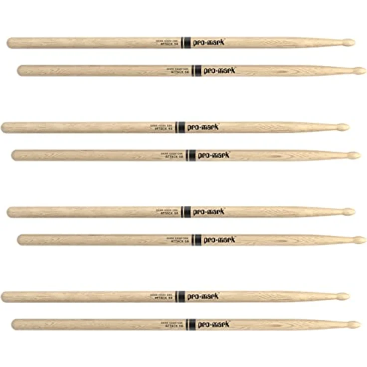 Pro Mark 5A Classic Attack Oak, 4er Bonus Pack Drumsticks mit ovaler Spitze, 40,64 cm Länge, 1,4 cm Durchmesser, Forward Balance – Bild 2