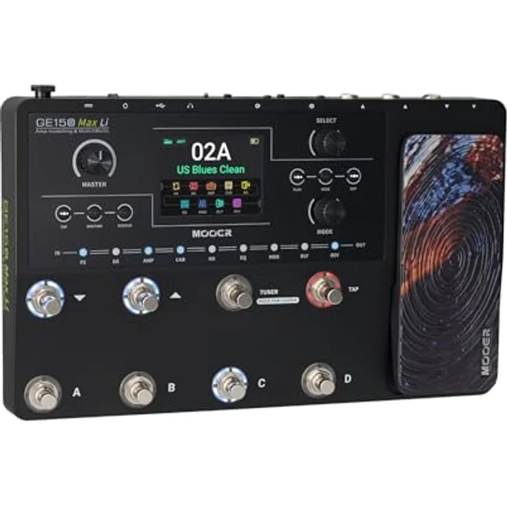 Mooer GE150 Max Li, Gitarren-Multieffekt Pedal mit 55 Verstärkermodellen, 170 Effekten und kabellosem Betrieb, schwarz – Bild 5