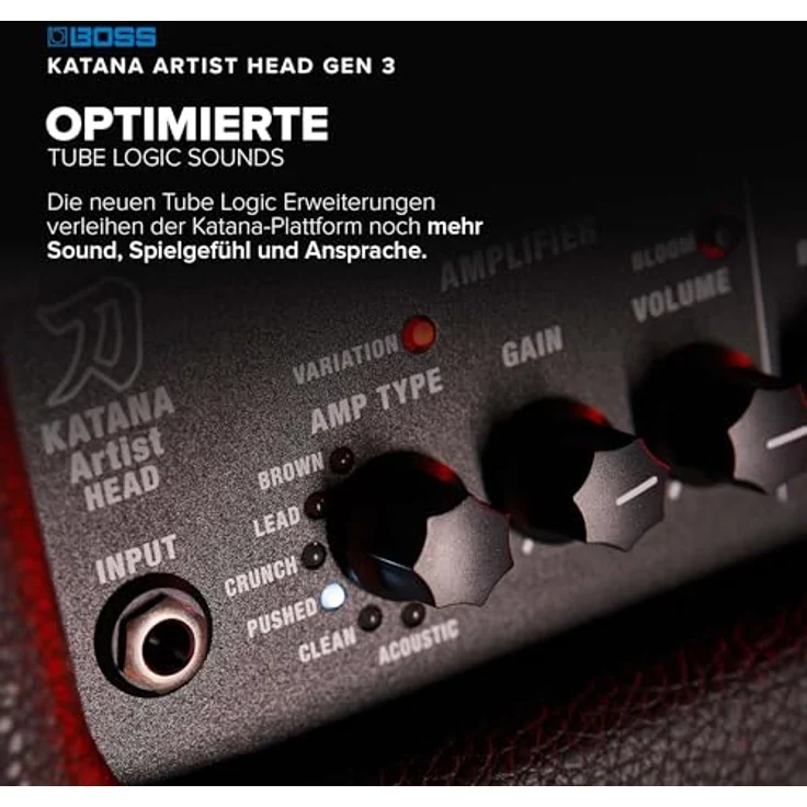 Boss Katana Artist Head Gen 3, 100 Watt Modeling Verstärker mit Tube Logic-Sound und fünf Effekt-Sektionen, grau-schwarz – Bild 4