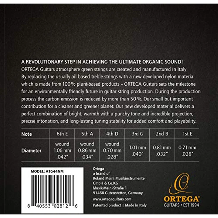 Ortega ATG44NM, Classical Strings in Atmosphere Green, Medium Tension mit exzellenter Stimmstabilität und Bespielbarkeit – Bild 2