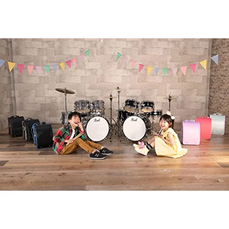 PEARL RSJ465C/C31 Realistisches akustisches Kinderschlagzeug mit stimmbarem Holz, Jet Black, inklusive Höhenverstellbarem Stuhl und Becken – Bild 5