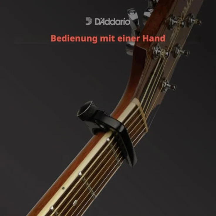Daddario PW-CP-07, Kapodaster aus ultraleichtem ABS Kunststoff für Akustik- und E-Gitarre, einhändig bedienbar, mit Feingewinde zur Druckdosierung – Bild 3