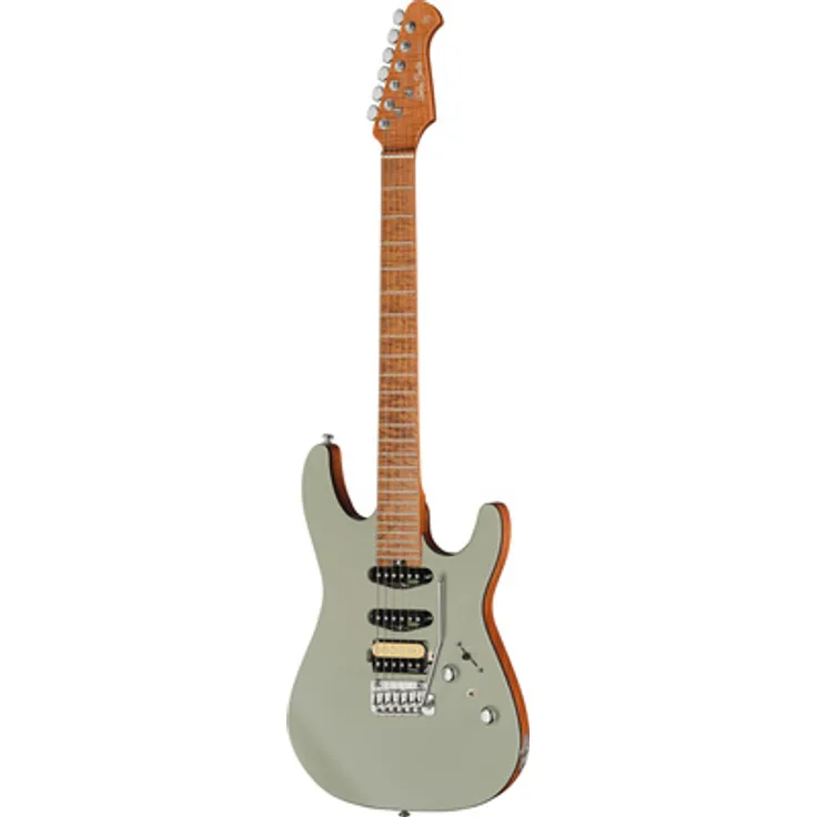 Harley Benton Fusion-IV HSS MN, E-Gitarre in Satin Grey mit 24 Edelstahlbünden und Alnico 5 Tonabnehmern