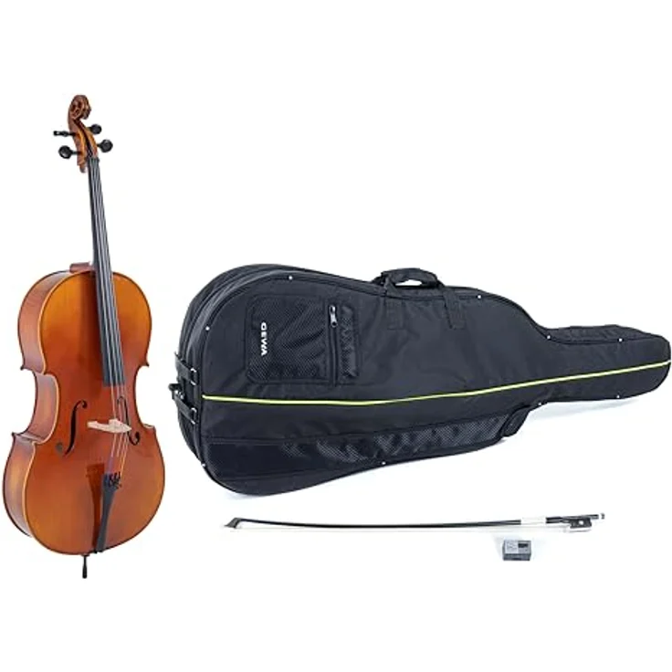 Gewa Maestro 1 Cello Set 1/4 CB, Cello aus europäischem Tonholz mit feiner Spiritus-Handlackierung, goldbraun, inklusive Carbonbogen und Cellotasche – Bild 1