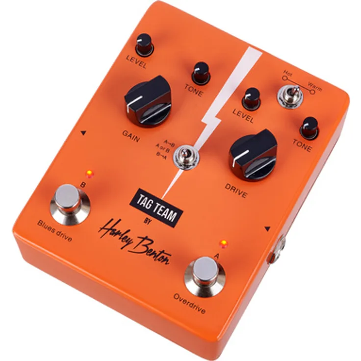 Harley Benton Tag Team, Duales Plexi Drive & Overdrive Analog Effektpedal für E-Gitarre mit Warm/Hot-Schalter, True Bypass Design, 120mm x 95mm, 0,32kg