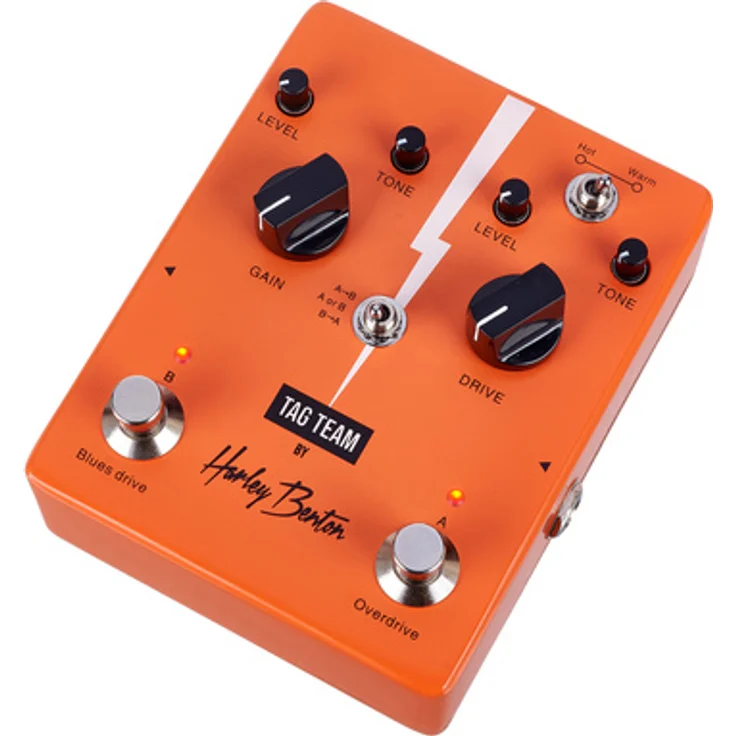 Harley Benton Tag Team, Duales Plexi Drive & Overdrive Analog Effektpedal für E-Gitarre mit Warm/Hot-Schalter, True Bypass Design, 120mm x 95mm, 0,32kg