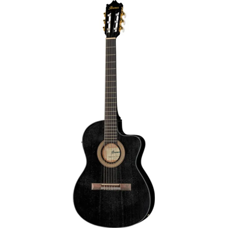 Ibanez GA5MHTCE-WK, Thinline Konzertgitarre mit Sapele Decke, Purpleheart Griffbrett, Under Saddle Tonabnehmer und 2-Band EQ, Schwarz