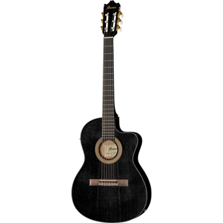 Ibanez GA5MHTCE-WK, Thinline Konzertgitarre mit Sapele Decke, Purpleheart Griffbrett, Under Saddle Tonabnehmer und 2-Band EQ, Schwarz