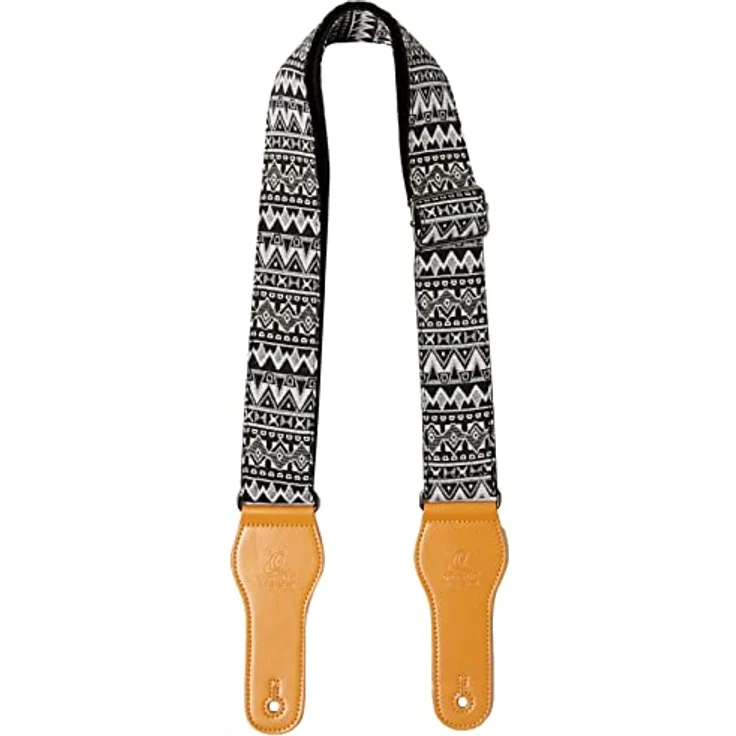 Ortega OCS-450 Guitar Cotton Strap IC, Gitarrengurt aus 100% Baumwolle mit Kunstleder-Endstücken, Design Icelander, 49 mm Breite, bis 1580 mm Länge – Bild 1