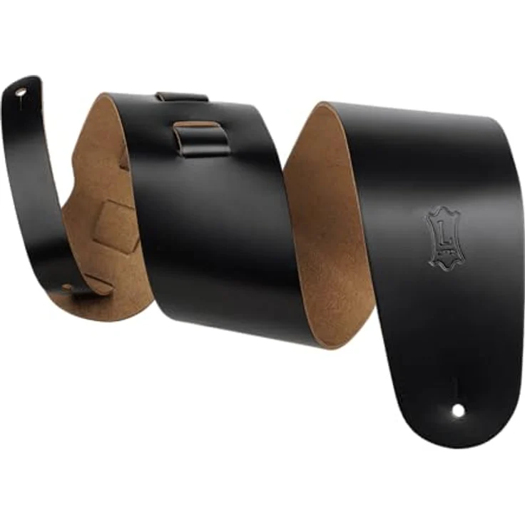 Levys Leather Strap M4-BLK, Gitarrengurt aus echtem Hochwertigem Chromleder, verstellbar von 91 cm bis 132 cm, Breite 89 mm, Schwarz – Bild 2