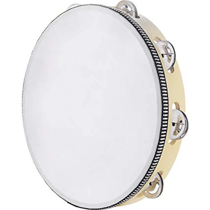Musfunny Tamburin 25 cm, Holz Tambourine mit Metal Jingles, vielseitig einsetzbar für Erwachsene – Bild 1