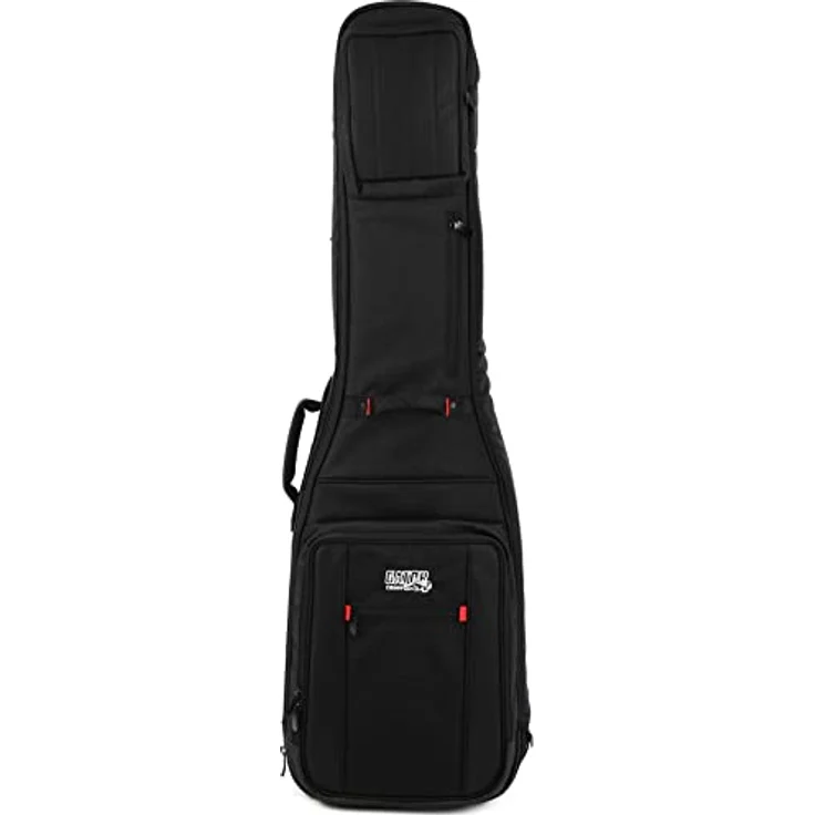 Gator G-PG Bass Guitar Double Bag, professionelles E-Bass Gigbag für 2 E-Bässe, schwarz, inkl. Regenhülle, mit Polsterung 25 mm, Micro-Fleece Innenraum und Tablet-Tasche – Bild 1