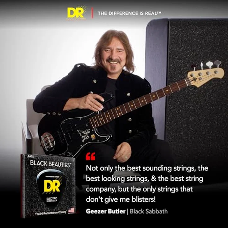 DR Strings Bass-Saiten Black Beauties, 5 String Bass-Saiten, schwarz beschichtet, Medium (45-125), handgefertigt mit klarem, knackigem Ton – Bild 3