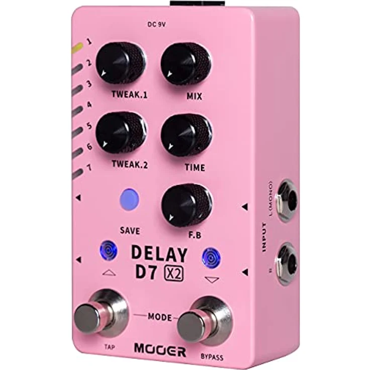 Mooer D7 X2 Delay, Multi-Delay Effektpedal mit 14 Modi, Tap Tempo und Speicherpresets, Metallgehäuse – Bild 2
