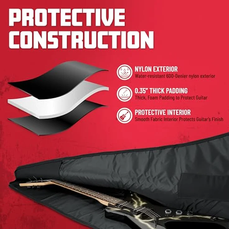 Gator GBE-Extreme-1, Gigbag für E-Gitarren, schwarz, 10 mm Polsterung, leicht, verstellbarer Schulterriemen – Bild 2