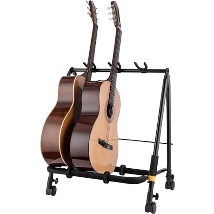 Hercules Stands HCGS-523B+, 3-fach Gitarren/Bassständer mit Rollen, individuell anpassbaren Abständen, schwarz – Bild 4