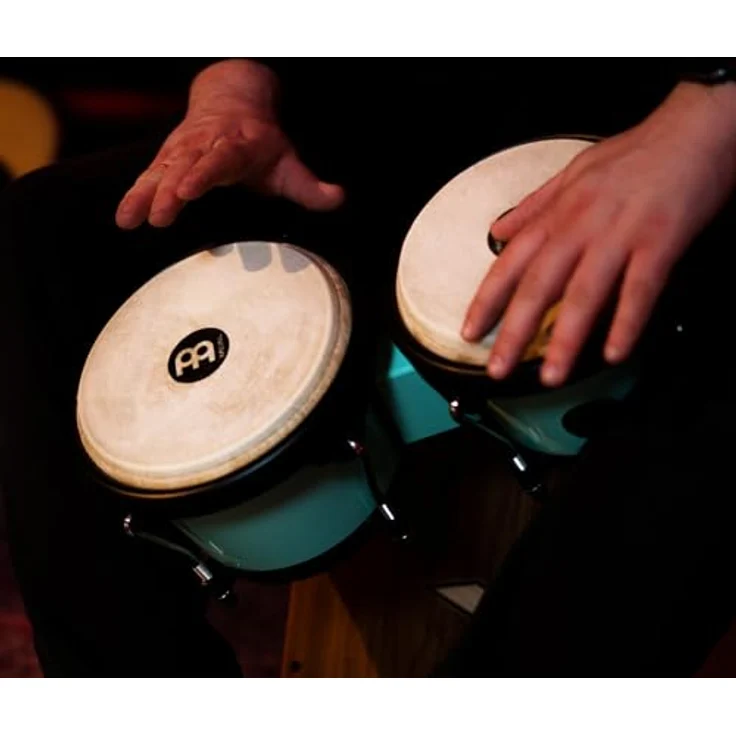 Meinl HB50SF Journey Bongo Green, 6,5" Macho & 7,5" Hembra, ABS Kunststoff, handselektierte Wasserbüffelfelle, schwarze Hardware, Seafoam Green – Bild 12