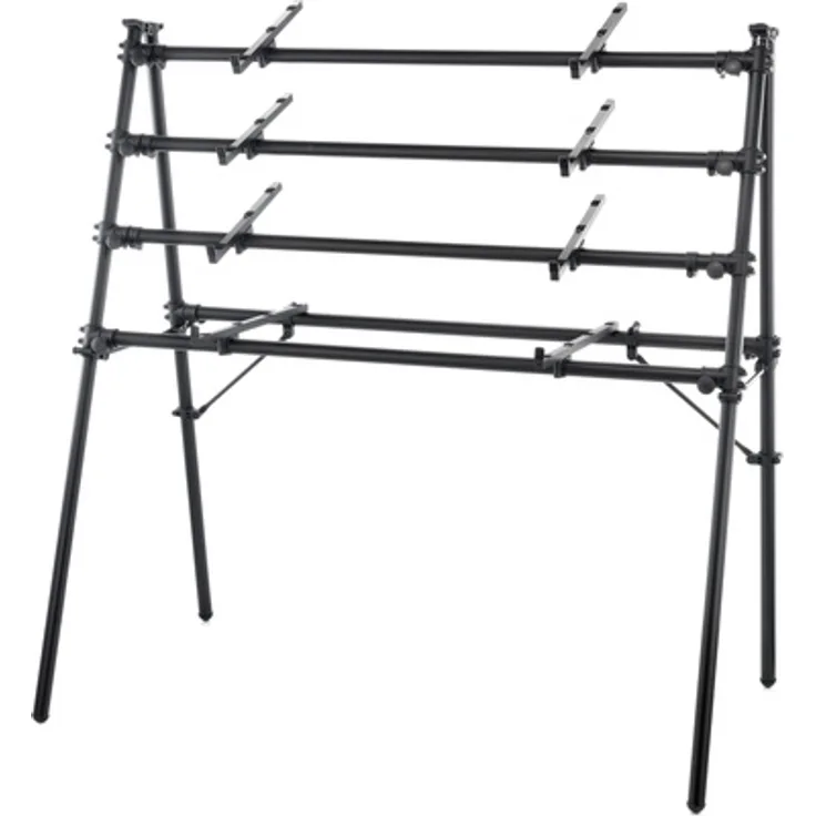 Jaspers 4S-140XLB, Keyboardständer aus pulverbeschichtetem Aluminium für 4 Keyboards, schwarz, höhenverstellbar bis 160 cm, max. Belastung 40 kg