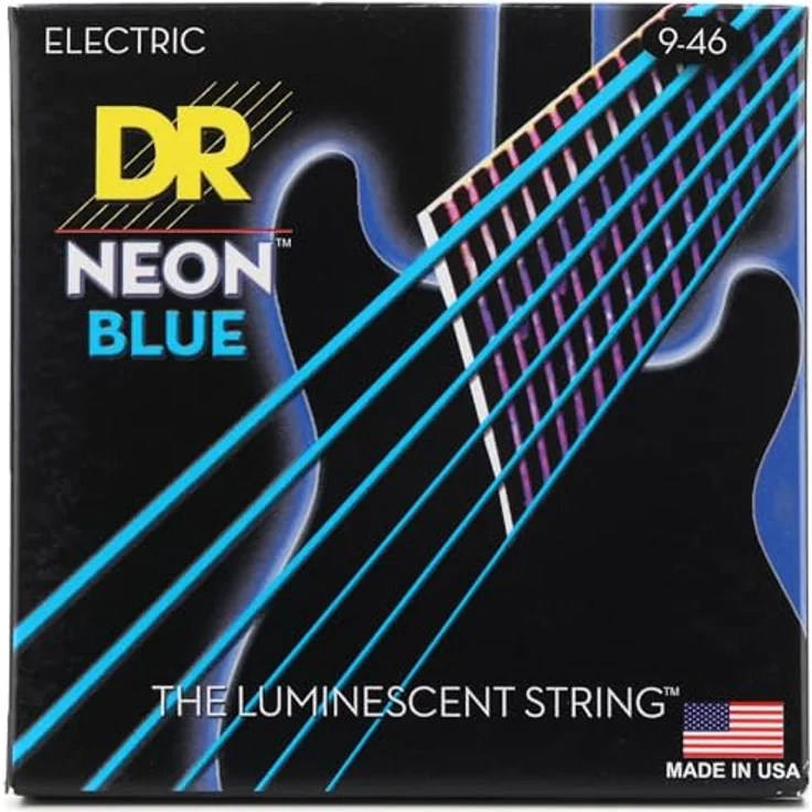 DR Strings NEON NBE-9/46 HiDef Lite-Heavy Gitarrensaiten, blau, K3-Beschichtung für lange Haltbarkeit und klare Projektion