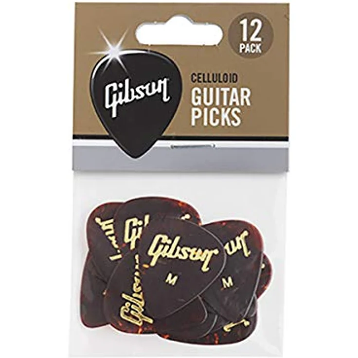 Gibson Tortoise Picks Medium 12er Set, klassische Teardrop Form, Stärke: Medium – Bild 3