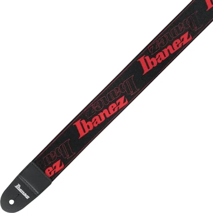 Ibanez GSD50-RD, Gitarrengurt aus Polyester mit Leder-Enden, schwarz-rot, 50 mm breit, verstellbar von 930 mm bis 1700 mm – Bild 3