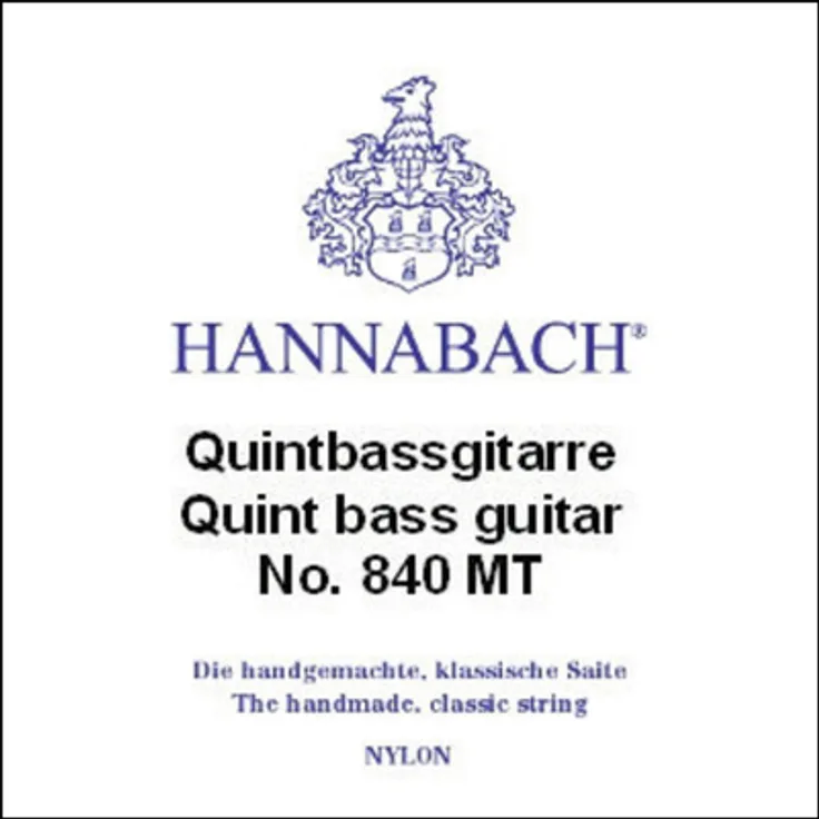 Hannabach 840MT Quintbass-Gitarre, Saiten Satz Medium Tension Nylon/Silber umsponnen für A/D/G/c/e/a Stimmung, 6 Saiten, Mensur 740-750mm