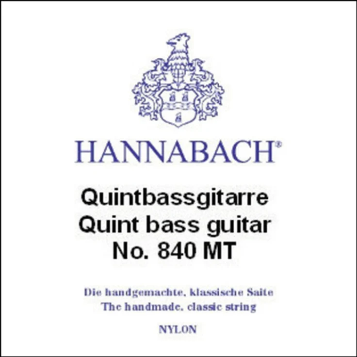 Hannabach 840MT Quintbass-Gitarre, Saiten Satz Medium Tension Nylon/Silber umsponnen für A/D/G/c/e/a Stimmung, 6 Saiten, Mensur 740-750mm – Bild 1