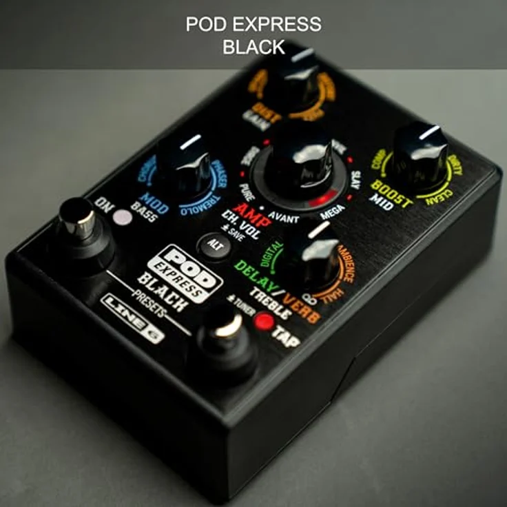 Line6 Pod Express, Gitarren-Multieffektpedal mit 7 Verstärkermodellen, 17 Effekten, USB-C Audiointerface, schwarz – Bild 8