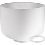 Sonic Energy 10 Zoll Kristallklangschale, 432 Hz, Ton E4, für Solarplexuschakra, matt-weiß, inkl. Silikonring (CSB10E)