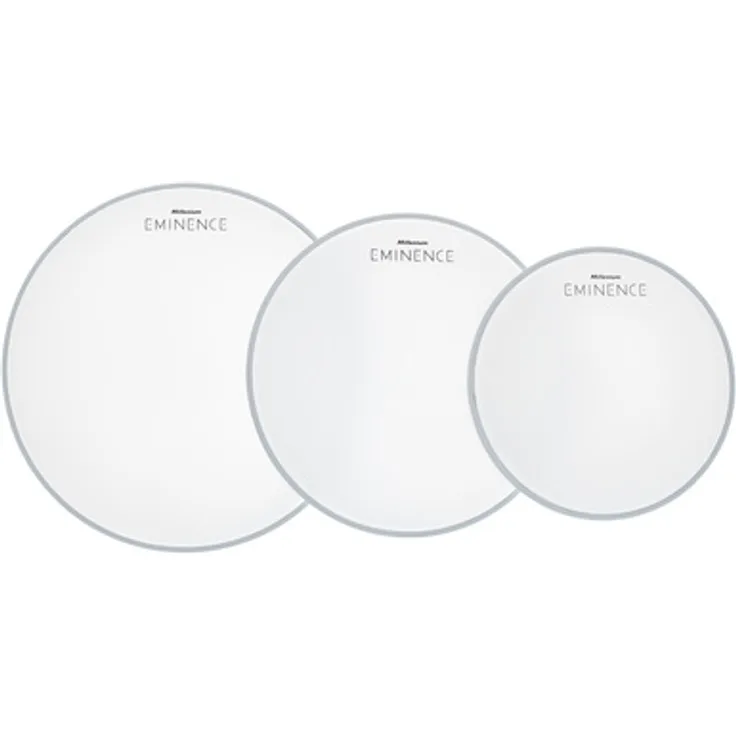 Millenium Eminence Coated Drumhead Pack 2, Schlagzeugfelle 10", 12" und 14", doppellagig, weiß aufgerauht, warmer Sound mit ausgewogenem Attack und Sustain