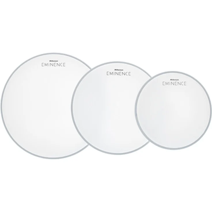 Millenium Eminence Coated Drumhead Pack 2, Schlagzeugfelle 10", 12" und 14", doppellagig, weiß aufgerauht, warmer Sound mit ausgewogenem Attack und Sustain