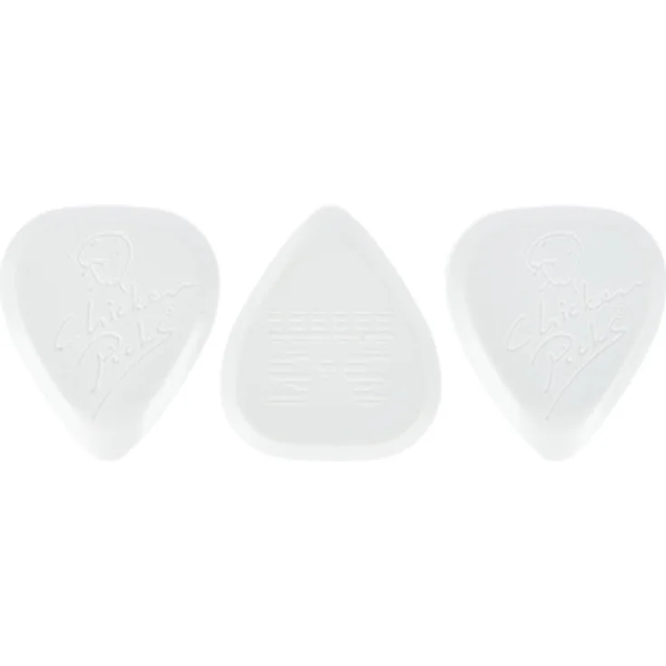 Chicken Picks Shredder 3,5mm Plektrum Set, 3 Stück, extrem harter Kunststoff, kleine Jazz Form, geschliffene Kanten für präzises Picking