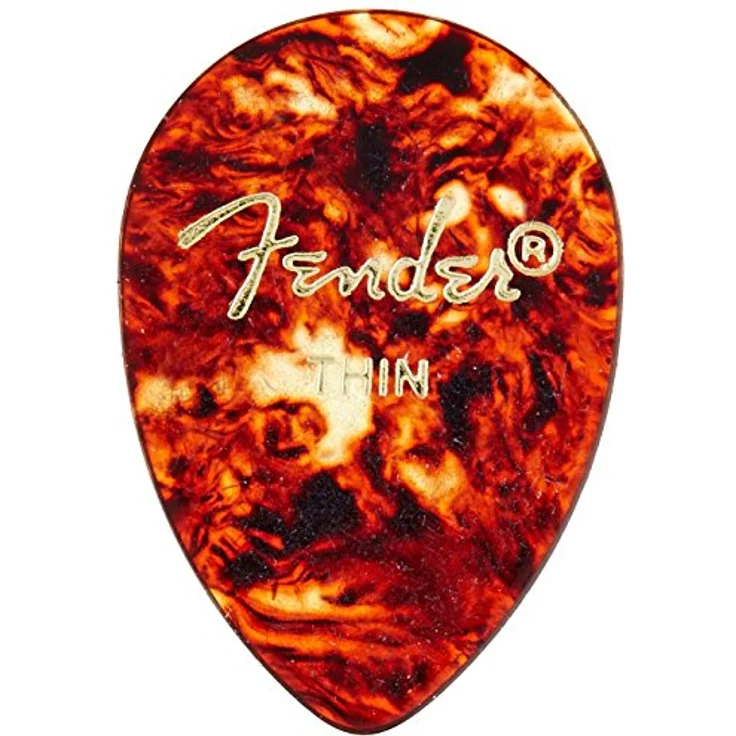 Fender 358 Shape Classic Celluloid T, Plektren Set mit 12 Stück, dünn, zelluloid, Teardrop Form – Bild 1