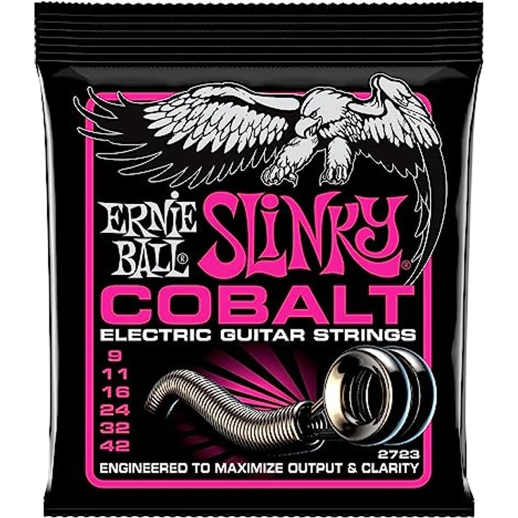 Ernie Ball Super Slinky Cobalt E-Gitarrensaiten, Stärke 9–42, erhöhte Leistung durch starke magnetische Beziehung, hergestellt in den USA – Bild 1