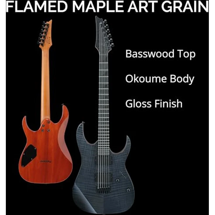 Ibanez GRGR221FA-TDK, E-Gitarre mit Okoume Korpus, geflammter Ahorn Optik, geröstetem Ahorn Hals, Purpleheart Griffbrett, 2x IBZ 6 Humbucker, Transparent Indigo Black – Bild 4