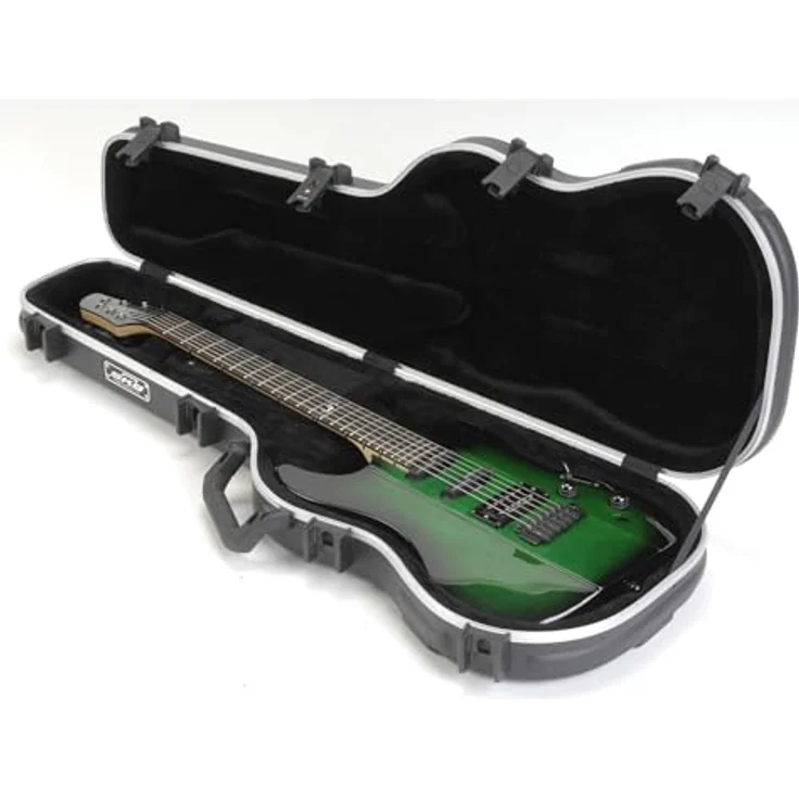 SKB FS-6 Electric Guitar Case, Hartschalen-Gitarrenkoffer für ST-Style und T-Style Modelle, TSA-anerkannte Verriegelung, gepolsterter Griff, schwarz – Bild 6