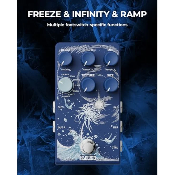 Klowra Limbo Stereo Reverb, Effektpedal mit 9 Stereo Reverb-Modi, 24-Bit Soundqualität und USB-C für Firmware-Updates – Bild 3