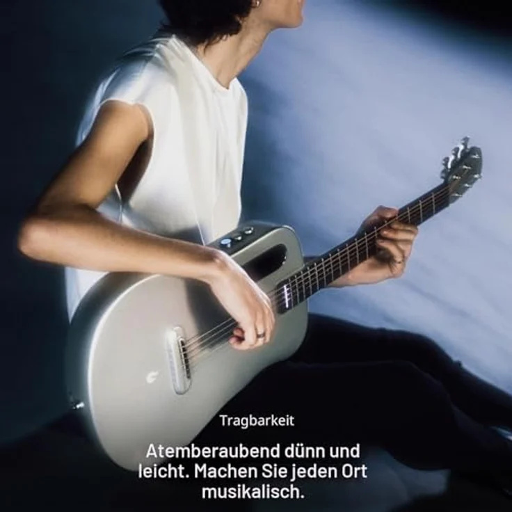 LAVA ME Air Tragbare Kohlefaser-Elektroakustische Gitarre, ultradünn und leicht mit Waben-Bionic, magnetischem Tonabnehmer und Onboard-Effekten, schwarz – Bild 2